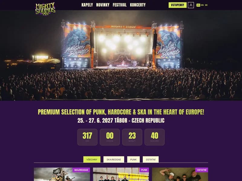 Náhled webu MightySounds.cz - Web multižánrového festivalu v Táboře